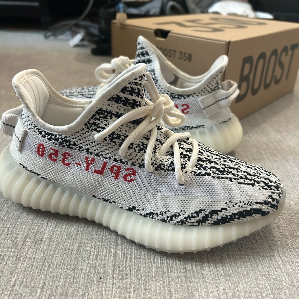 Zebra color way authentic Yeezy adidas Worn once mint condition!